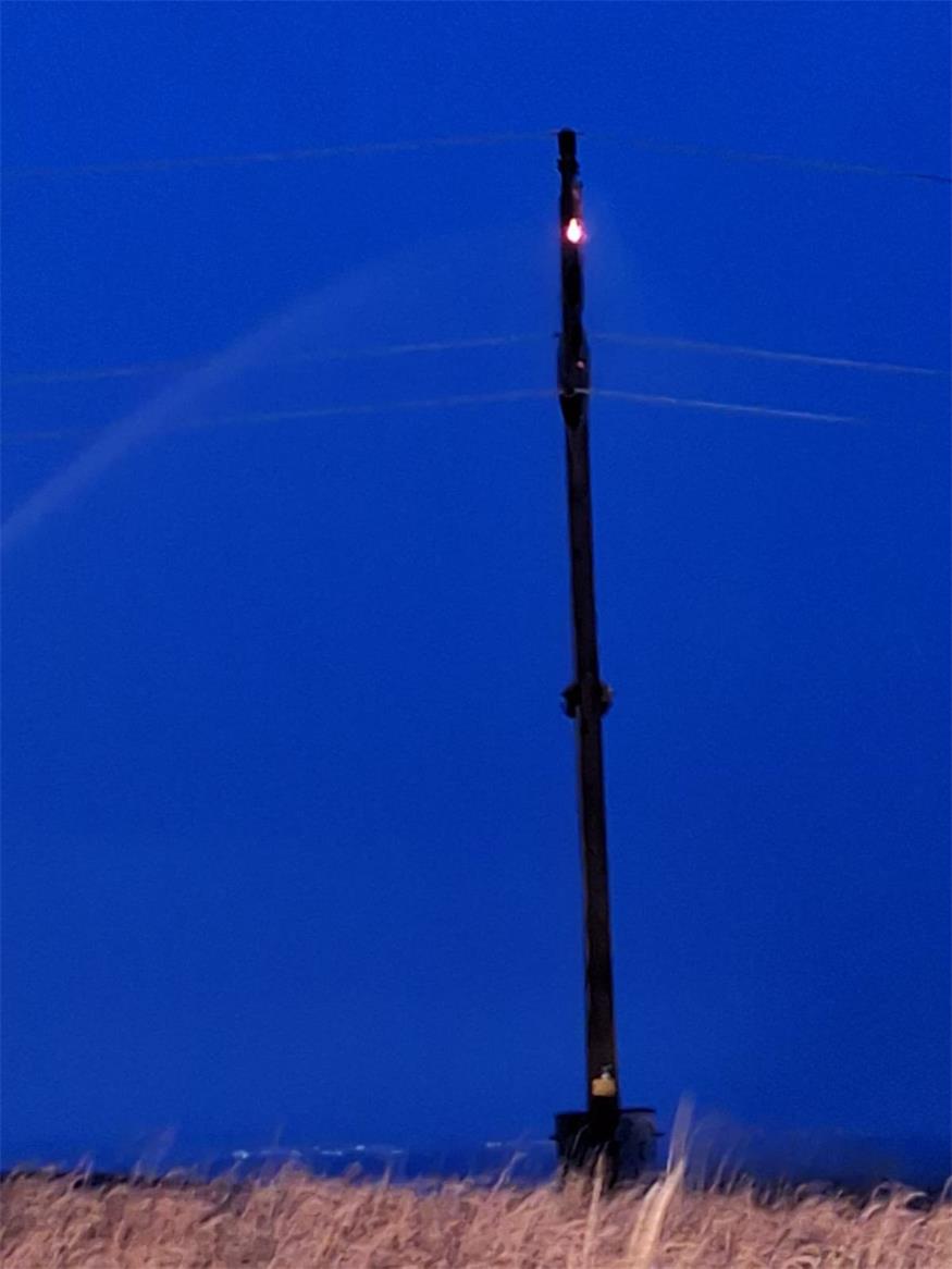 Strommast geriet in Brand