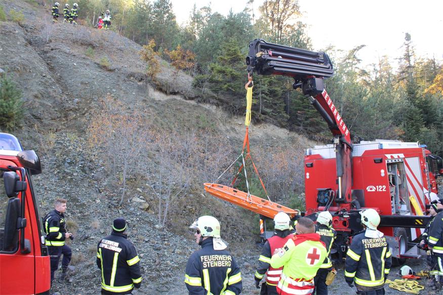 Verschüttete Personen und Fahrzeuge im Pilgersdorfer Steinbruch