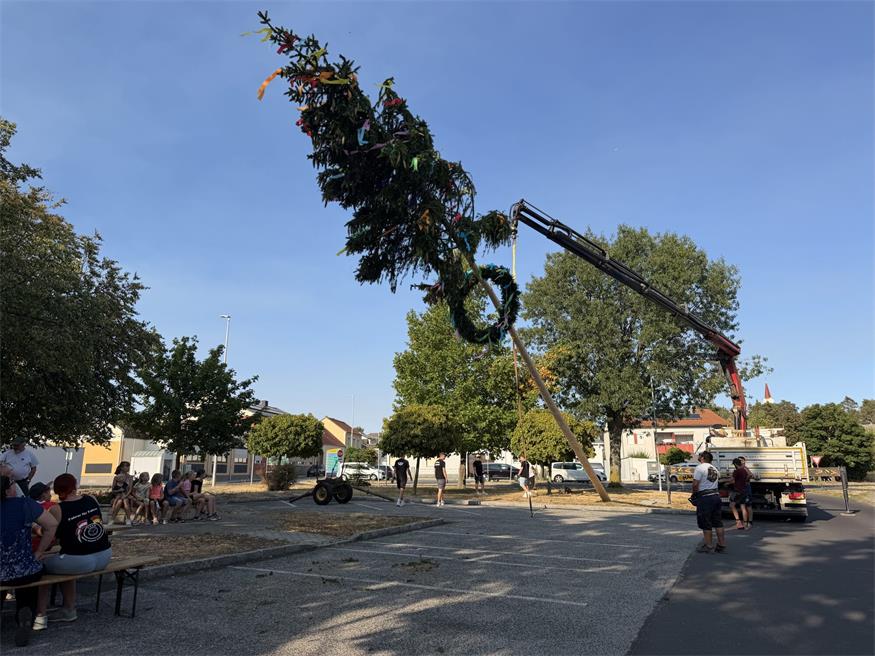 Traditionelles Baumaufstellen in Lackendorf