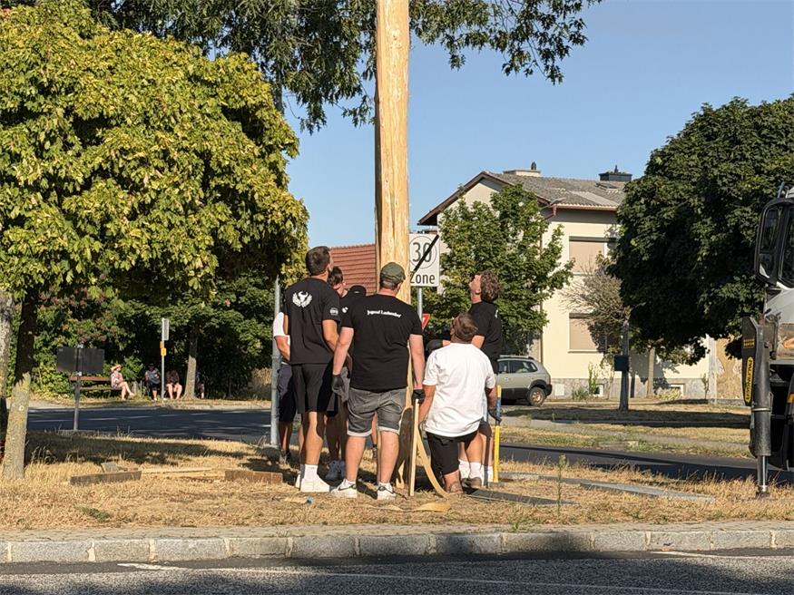 Traditionelles Baumaufstellen in Lackendorf