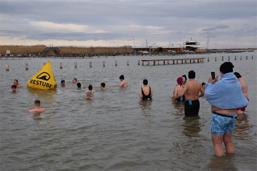 Coole Aktion: Eisschwimmen in der Ruster Bucht