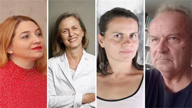 Zwei Schriftstellervereinigungen und vier Schreibende im Literaturhaus (v.l.): Katrin Bernhardt, Dorothea Zeichmann, Sanja Abramović und Siegmund Kleinl.
